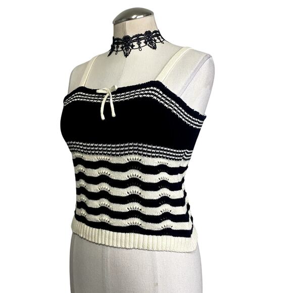 Adorable Knit Striped Coquette Gothic Emo Cropped Tank - Picture 3 of 11